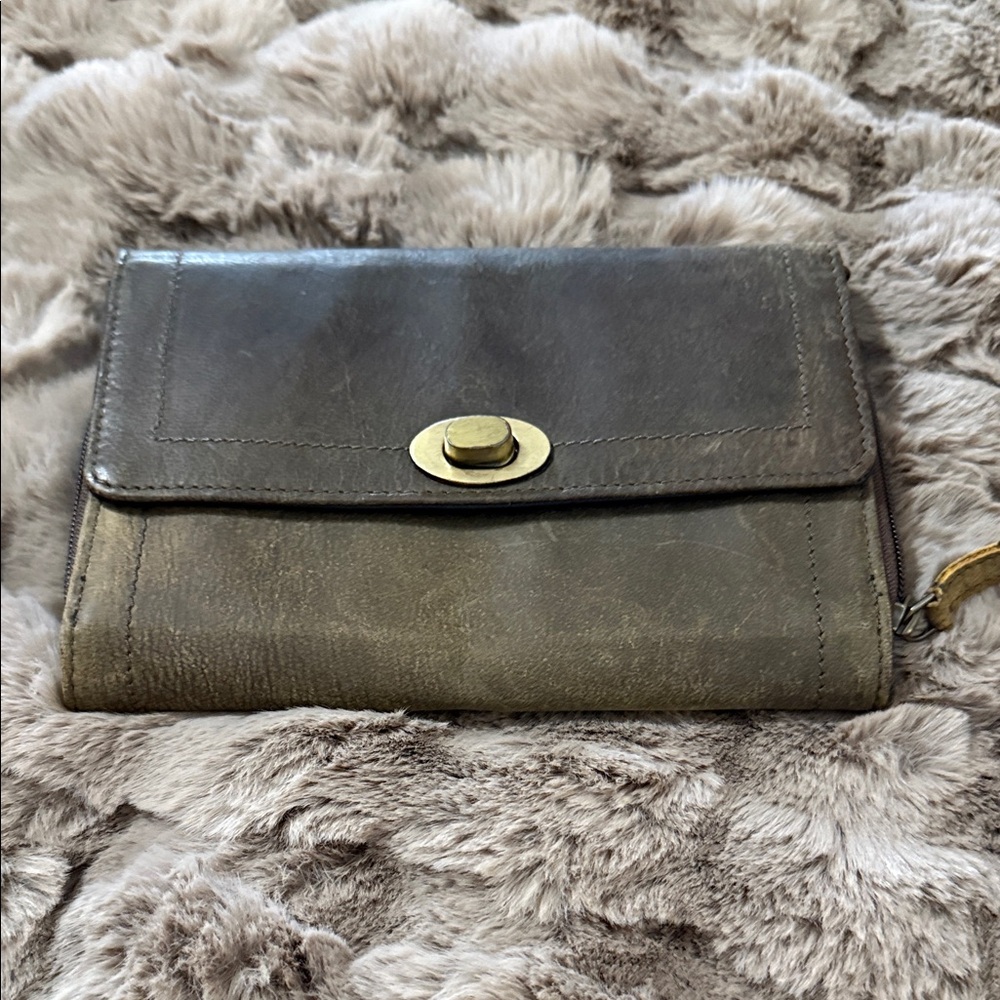 Vintage Leather Clutch with Brass Clasp